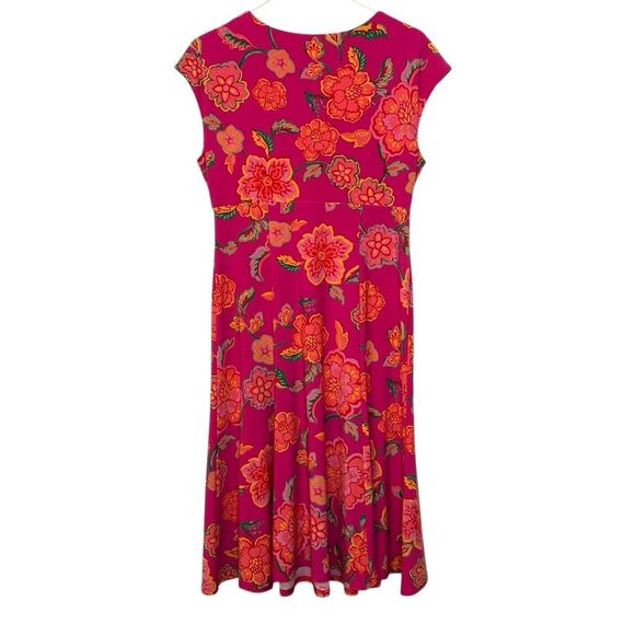 Jones New York Floral V-Neck Cap Sleeve Fit & Flare Dress Multicolor Size 6 - Picture 2 of 5
